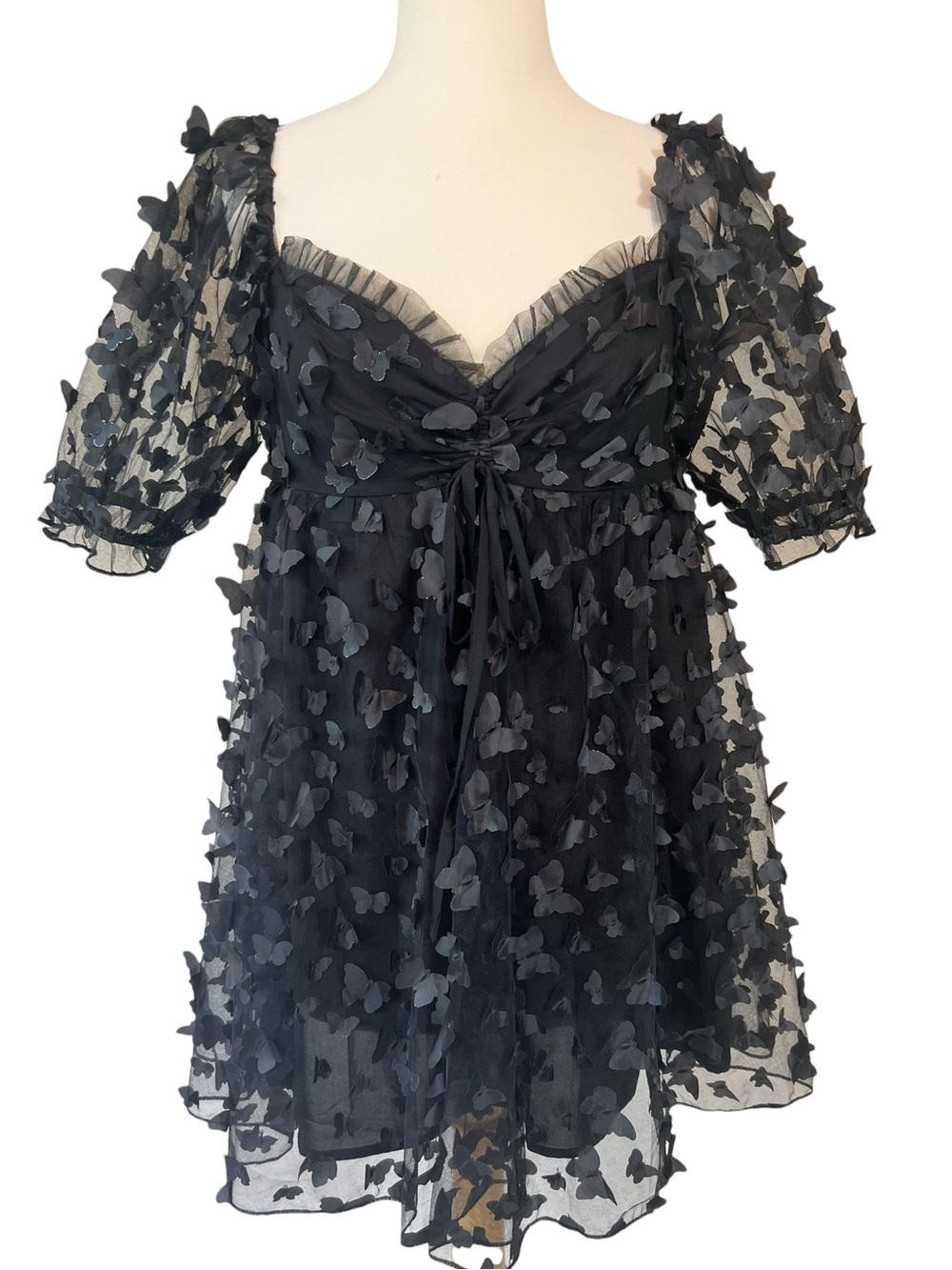 Mable Lauren Nicole Love Story 3D Butterfly Babydoll Mini Dress